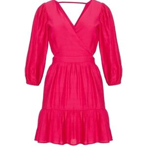 Express Tie Back Ruffle Hem Mini Dress - Flamingo Pink
